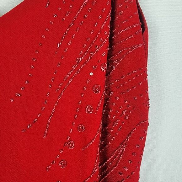 Vtg Lets Fashion Red Beaded Gown Bottom Black Chiffon Size XL 90s Y2k Vampire - Picture 3 of 7